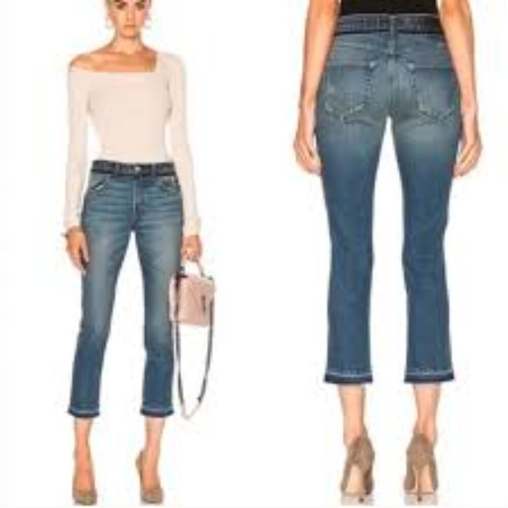 AMO Babe Cropped Raw Hem Jeans in Rio Vista Size 26